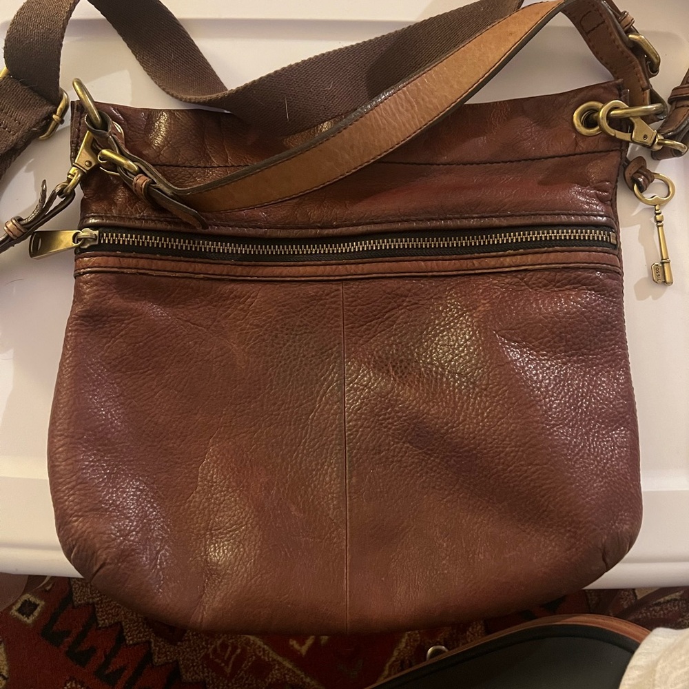 Fossil Dark Brown Leather Shoulder Bag
